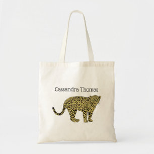 Vintage Leopard Gepard Geflecktes Katzenbild Tragetasche