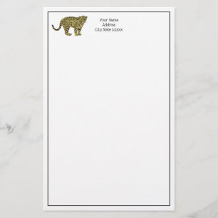 Vintage Leopard Gepard Geflecktes Katzenbild Zeich Briefpapier