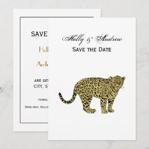 Vintage Leopard Gepard Geflecktes Katzenbild Zeich Einladung