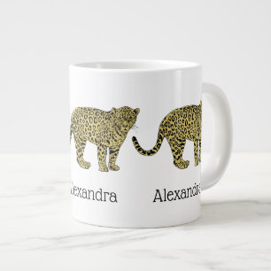 Vintage Leopard Gepard Geflecktes Katzenbild Zeich Jumbo-Tasse