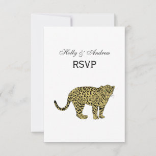 Vintage Leopard Gepard Geflecktes Katzenbild Zeich RSVP Karte