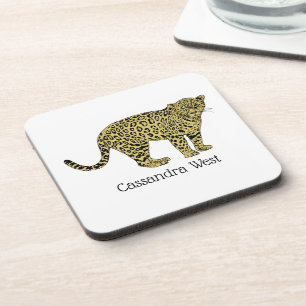Vintage Leopard Gepard Geflecktes Katzenbild Zeich Untersetzer