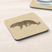 Vintage Leopard-Illustration auf Burlap Getränkeuntersetzer (Linke Seite)