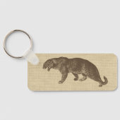 Vintage Leopard-Illustration auf Burlap-Magnet Schlüsselanhänger (Rückseite)