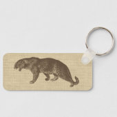Vintage Leopard-Illustration auf Burlap-Magnet Schlüsselanhänger (Vorderseite)
