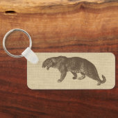 Vintage Leopard-Illustration auf Burlap-Magnet Schlüsselanhänger (Rückseite)