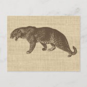 Vintage Leopard-Illustration auf Burlap Postkarte (Vorderseite)