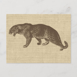 Vintage Leopard-Illustration auf Burlap Postkarte