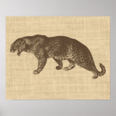 Vintage Leopard-Illustration Poster (Vorne)