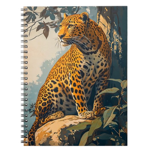 Vintage Leopard-Kunst Notizblock (Vorderseite)
