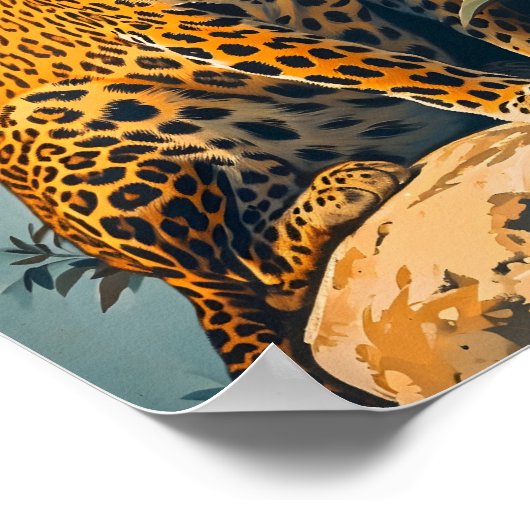 Vintage Leopard-Kunst Poster (Ecke)