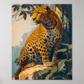 Vintage Leopard-Kunst Poster (Vorne)