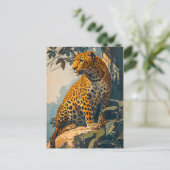 Vintage Leopard-Kunst Postkarte (Stehend Vorderseite)