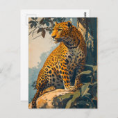 Vintage Leopard-Kunst Postkarte (Vorne/Hinten)