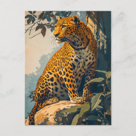 Vintage Leopard-Kunst Postkarte