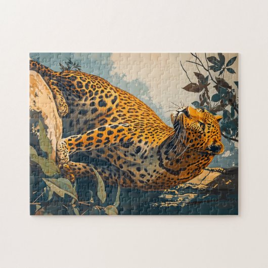 Vintage Leopard-Kunst Puzzle (Horizontal)
