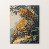 Vintage Leopard-Kunst Puzzle (Vertikal)