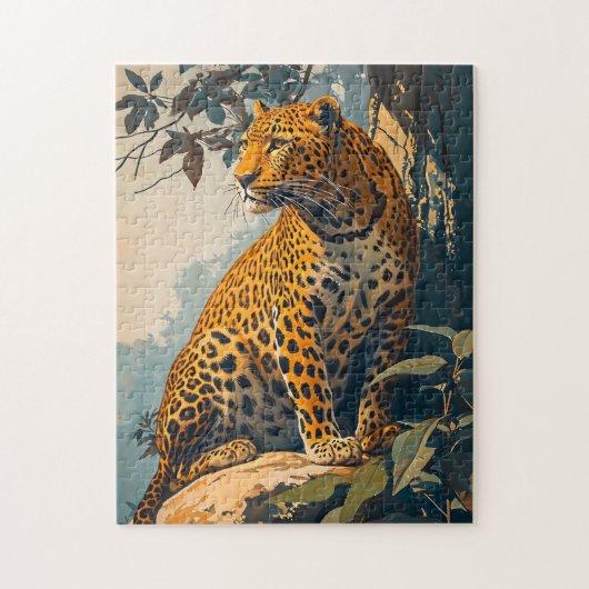 Vintage Leopard-Kunst Puzzle (Vertikal)