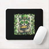 Vintage Leopard Lustiger St. Patricks Tag Waschbär Mousepad (Mit Mouse)
