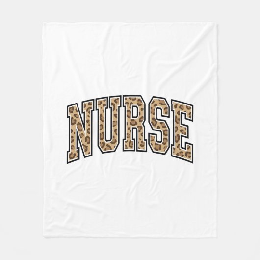 Vintage Leopard Nurse Varsity-Shirt-Design_1 Fleecedecke (Vorderseite)