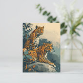 Vintage Leopard Postkarte (Stehend Vorderseite)