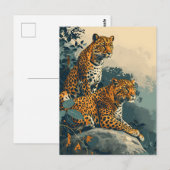 Vintage Leopard Postkarte (Vorne/Hinten)