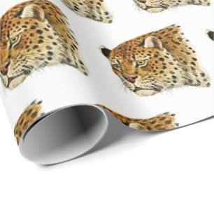 Vintage Leoparden Gepard Gefleckter Katzenkopf Geschenkpapier