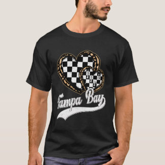 Vintage-Leoparden-Herz Tampa Bay Schachliebhaber M T-Shirt