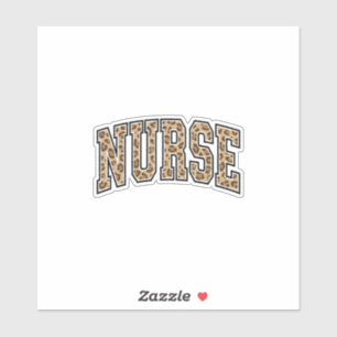 Vintage-Leoparden-Krankenschwester-Varsity-Shirt-D Aufkleber