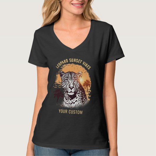Vintage-Leoparden-Sonnenuntergang-T-Shirt T-Shirt (Vorderseite)