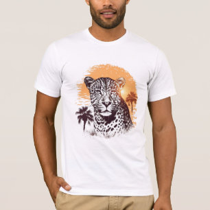 Vintage-Leoparden-Sonnenuntergang-T-Shirt T-Shirt