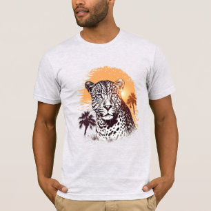 Vintage-Leoparden-Sonnenuntergangs-T-Shirt T-Shirt