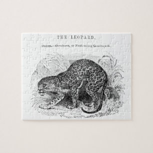 Vintage Leoparden-Wildtier-Illustration Puzzle