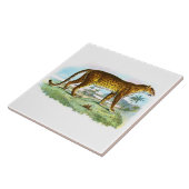 Vintage Leopardendarstellung Fliese (Seite)