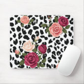Vintage-Leopardenmuster mit Rosen-Mauspad Mousepad (Mit Mouse)