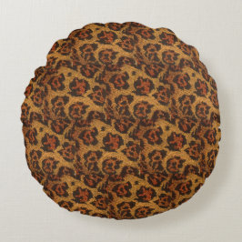 Vintage Leopardrucke Rundes Kissen