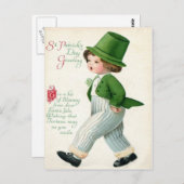 Vintage Leprechaun Boy St Patrick's Day Card Postkarte (Vorne/Hinten)