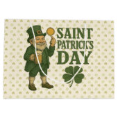 Vintage, leprechaun Saint Patrick's Day  Große Geschenktüte (Rückseite)