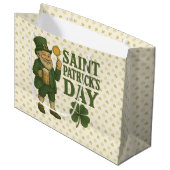 Vintage, leprechaun Saint Patrick's Day  Große Geschenktüte (Vorderseite Schrägansicht)