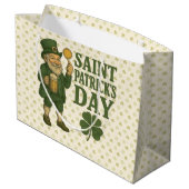 Vintage, Leprechaun St. Patrick's Day Große Geschenktüte (Rückseite Schrägansicht)