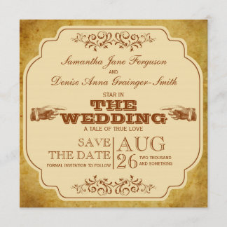 Vintage Lesbische Hochzeitstheater Save-the-Date-K Save The Date