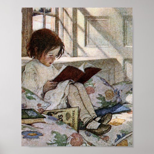 Vintage Lesemädchen Poster (Vorne)