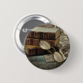 Vintage-Leser-Bookworm-Buttons Button (Vorne & Hinten)