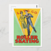 Vintage "Let's Go Roller Skaten" Postkarte (Vorne/Hinten)
