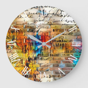 Vintage Letter Art Collection Große Wanduhr