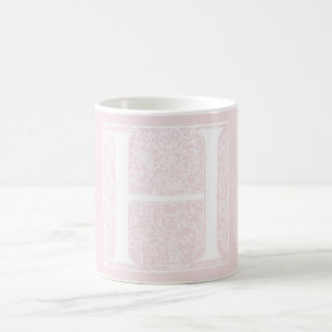 Vintage-Letter-N-Monogramm Rosa "H"-Initialen Kaffeetasse