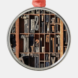 Vintage-Letterpress-Blöcke Silbernes Ornament
