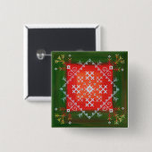 Vintage lettische Volkskunst mit Symbolen für Ölma Button (Vorne & Hinten)