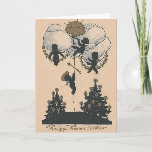 Vintage lettische Weihnachtskarte Feiertagskarte (Vorderseite)