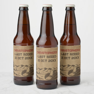 Vintage letzte Rodeo Rustic Cowboy Bachelor Party Bierflaschenetikett